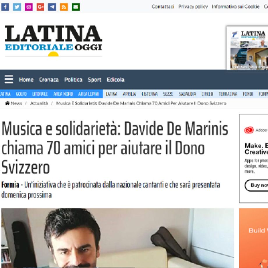 Musica e solidarietà: Davide De Marinis chiama 70 amici per aiutare il Dono Svizzero