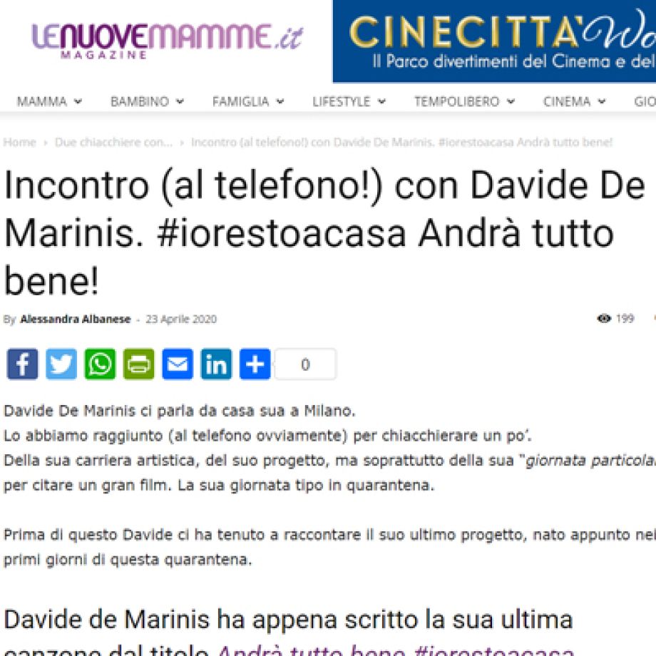 Incontro (al telefono!) con Davide De Marinis. #iorestoacasa Andrà tutto bene!