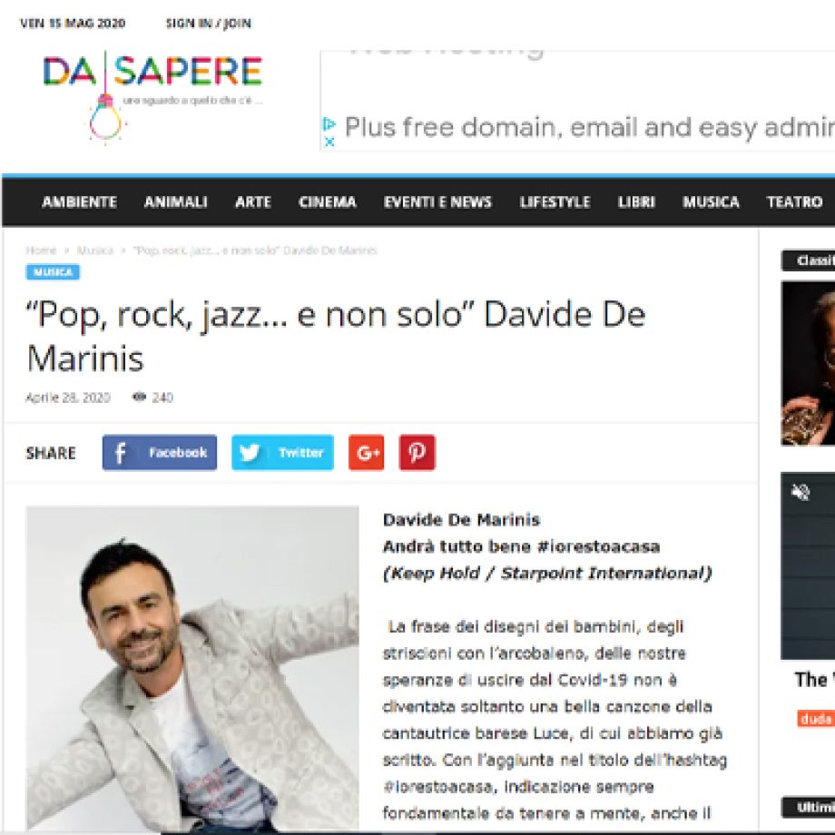 “Pop, rock, jazz… e non solo” Davide De Marinis