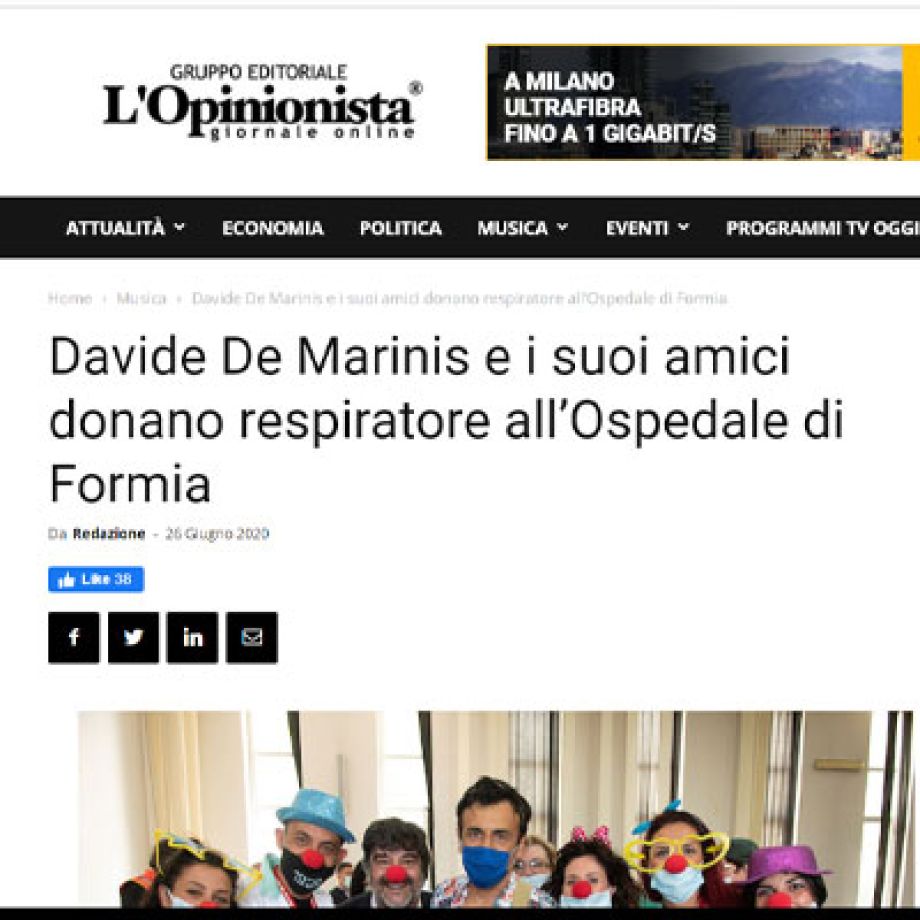 Davide De Marinis e i suoi amici donano respiratore all’Ospedale di Formia