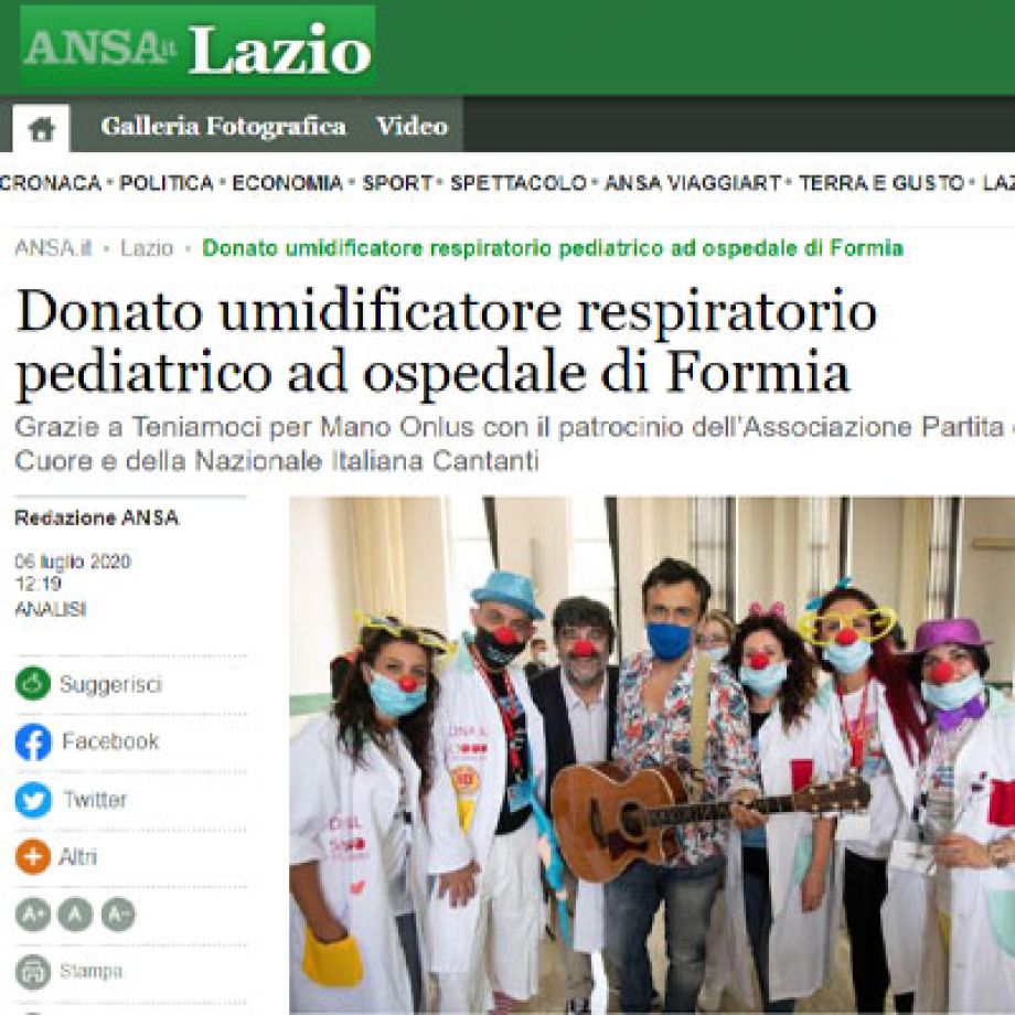 Donato umidificatore respiratorio pediatrico ad ospedale di Formia