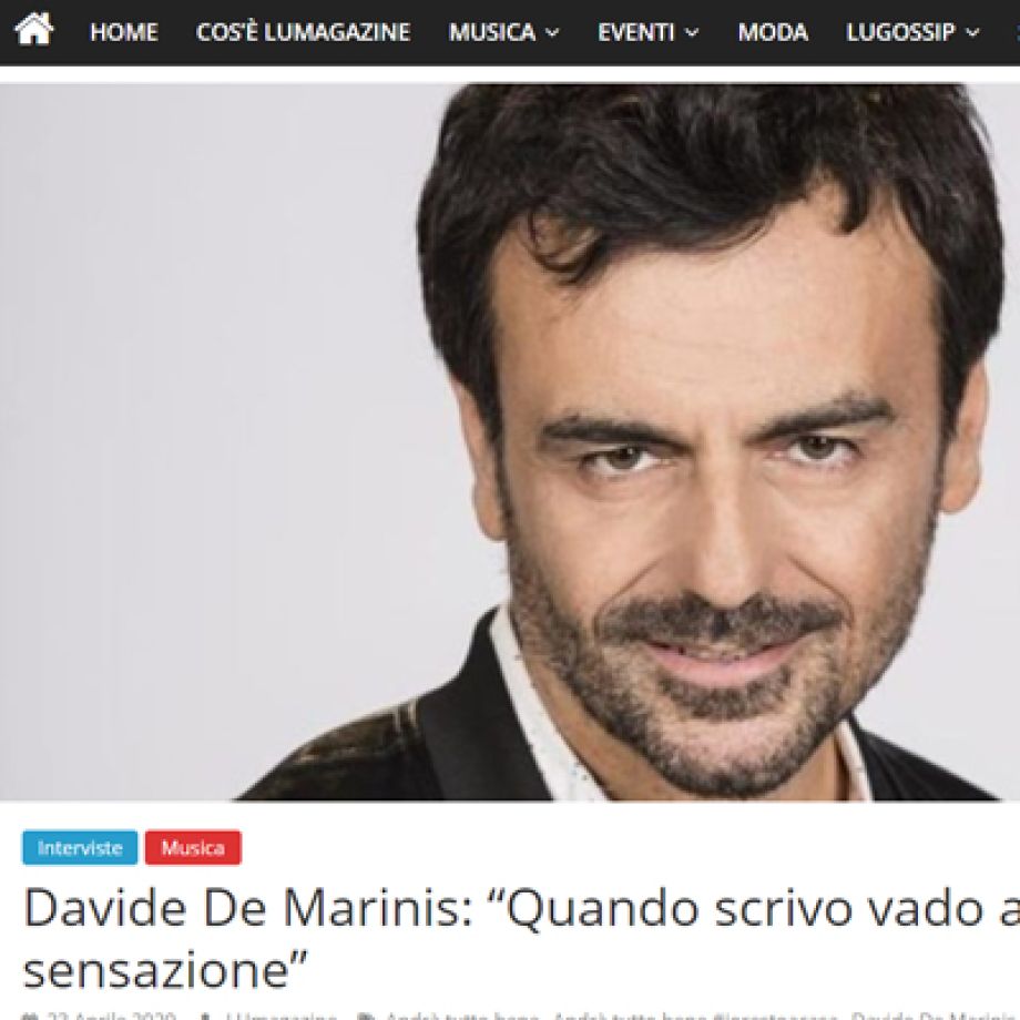 Davide De Marinis: “Quando scrivo vado a sensazione”