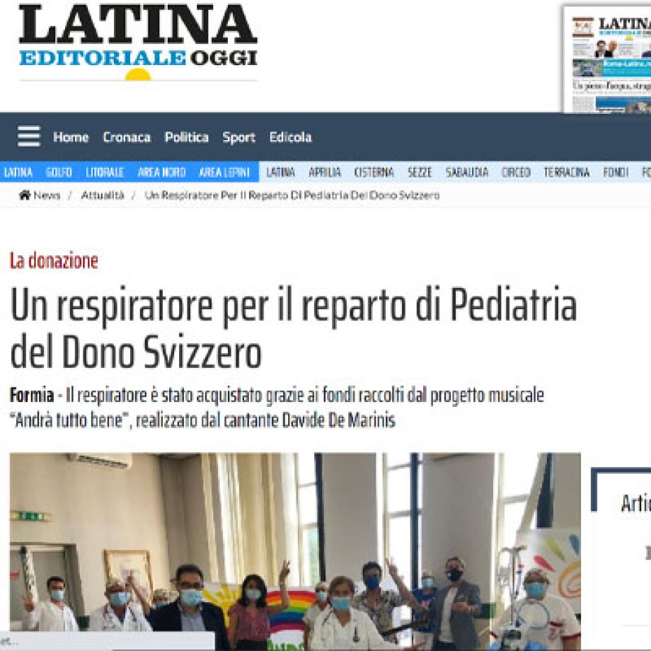 Un respiratore per il reparto di Pediatria del Dono Svizzero