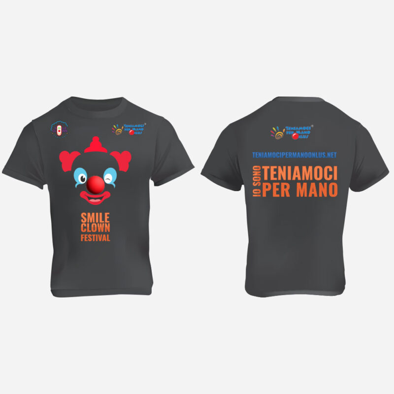 Tshirt Teniamoci Per Mano Smile Clown Festival 2024 di colore grigio unisex