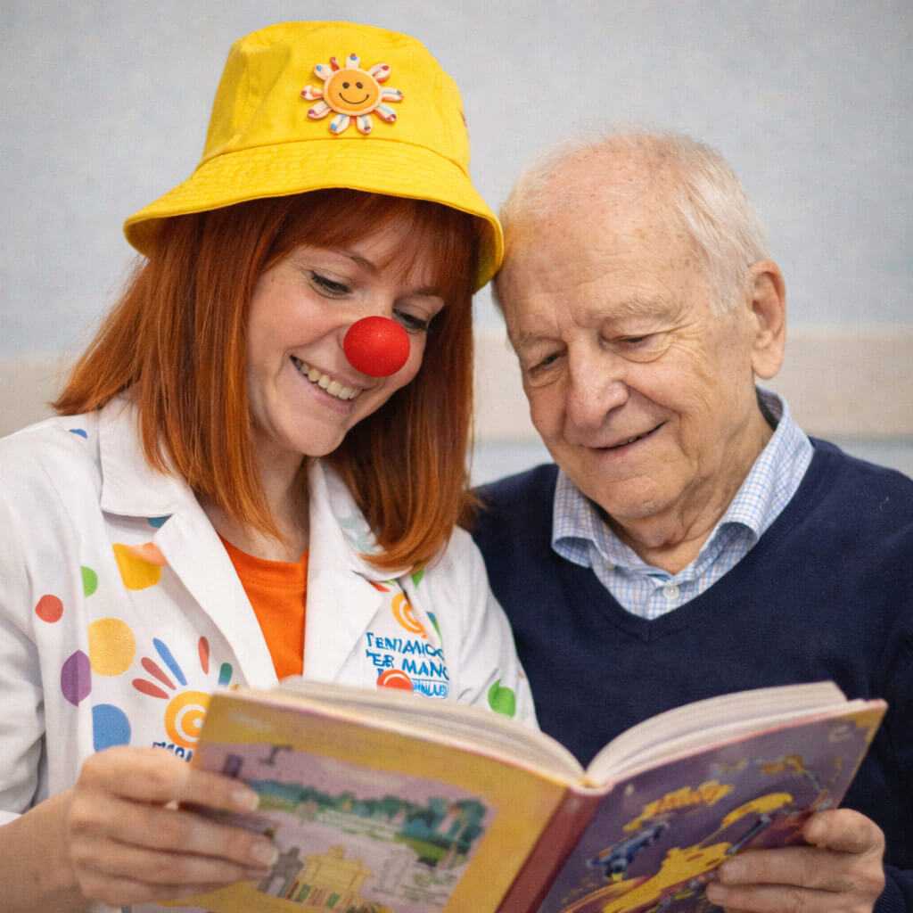 Leggere una storia a un nonnino solo